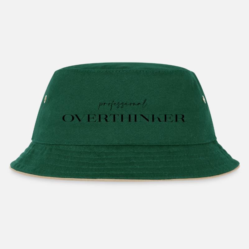 professional Overthinker - Kinder Bucket Hat - Dunkelgrün/Beige