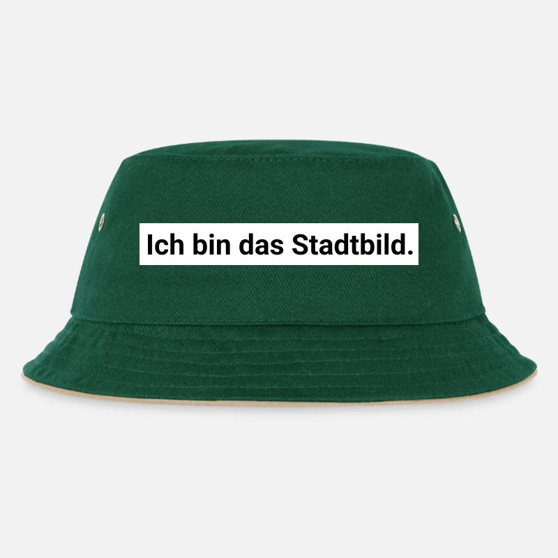 Ich bin das Stadtbild. Design Geschenk - Kinder Bucket Hat - Dunkelgrün/Beige