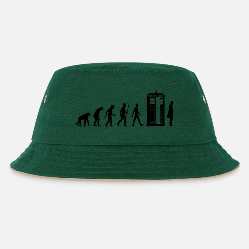 Evolution Tardis - Kinder Bucket Hat - Dunkelgrün/Beige
