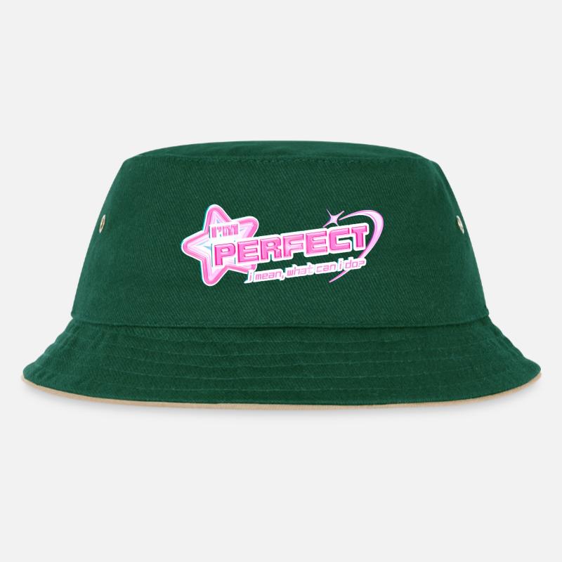 I'm Perfect – Y2K Pinkcore Diva Design - Kinder Bucket Hat - Dunkelgrün/Beige