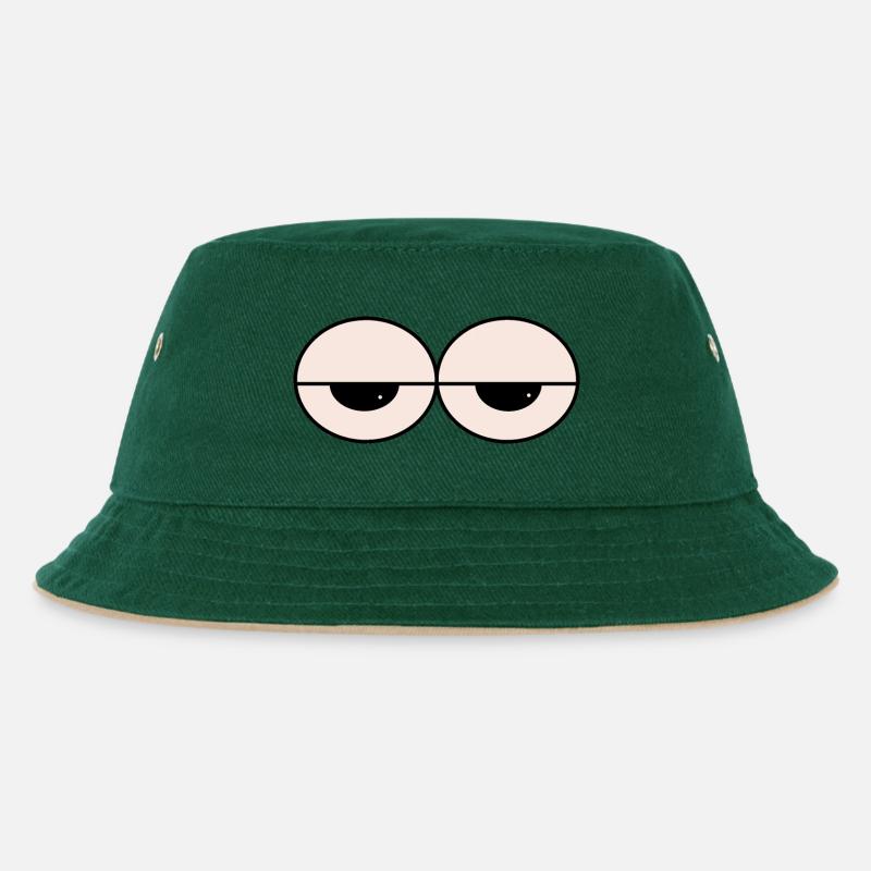 Schlummernde Augen Minimalstil - Kinder Bucket Hat - Dunkelgrün/Beige