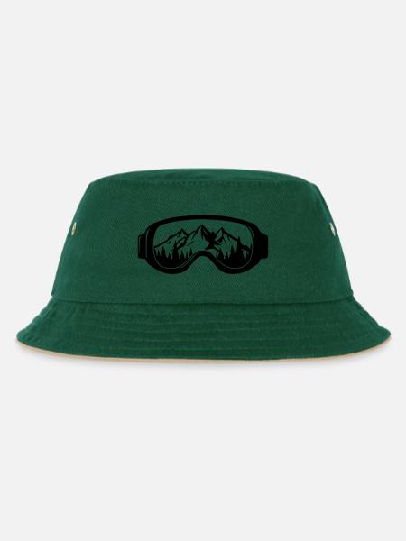 Skibrille - Kinder Bucket Hat - Dunkelgrün/Beige