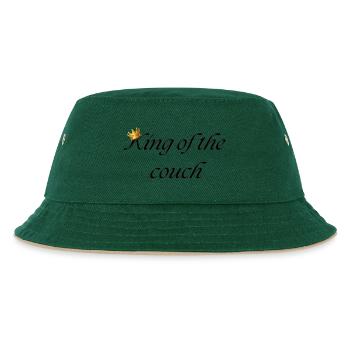 König der Couch - Kinder Bucket Hat - Dunkelgrün/Beige - Vorne