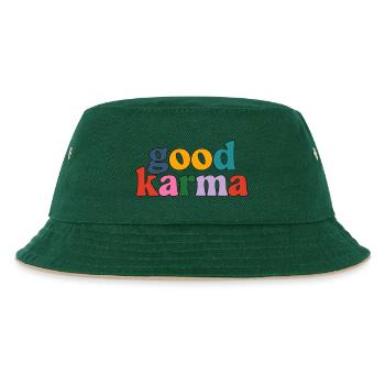 Gutes Karma - Kinder Bucket Hat - Dunkelgrün/Beige - Vorne