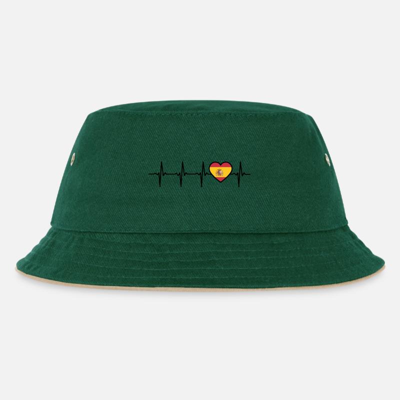 Spanien Herzschlag Spanier - Kinder Bucket Hat - Dunkelgrün/Beige