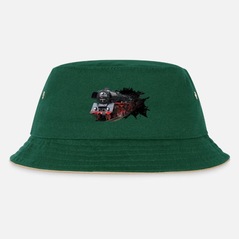 Dampflok 03 1010 - Kinder Bucket Hat - Dunkelgrün/Beige