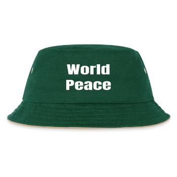Weltfrieden in fetter Typografie - Kinder Bucket Hat - Dunkelgrün/Beige - Vorne