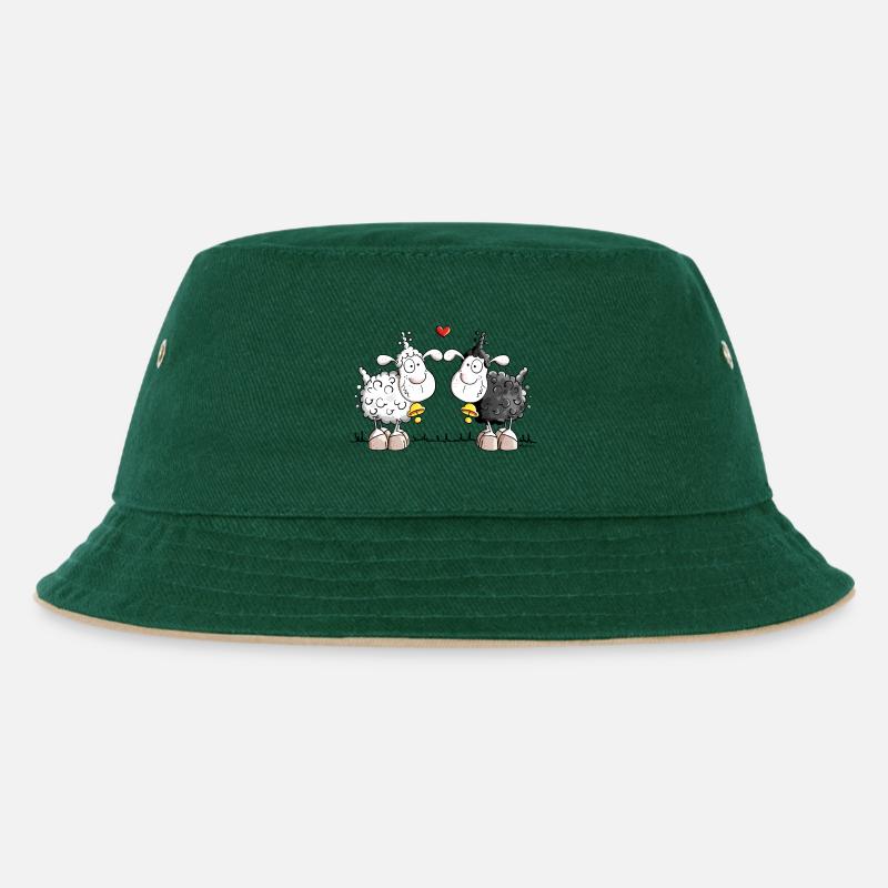 Moutons dans l'amour - Bob Enfant - vert foncé/beige