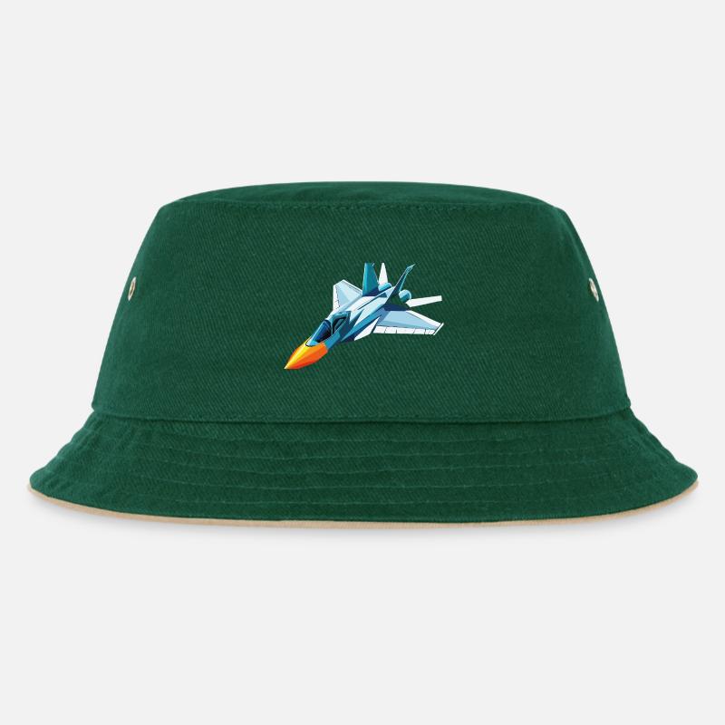 Düsenjäger - Kinder Bucket Hat - Dunkelgrün/Beige