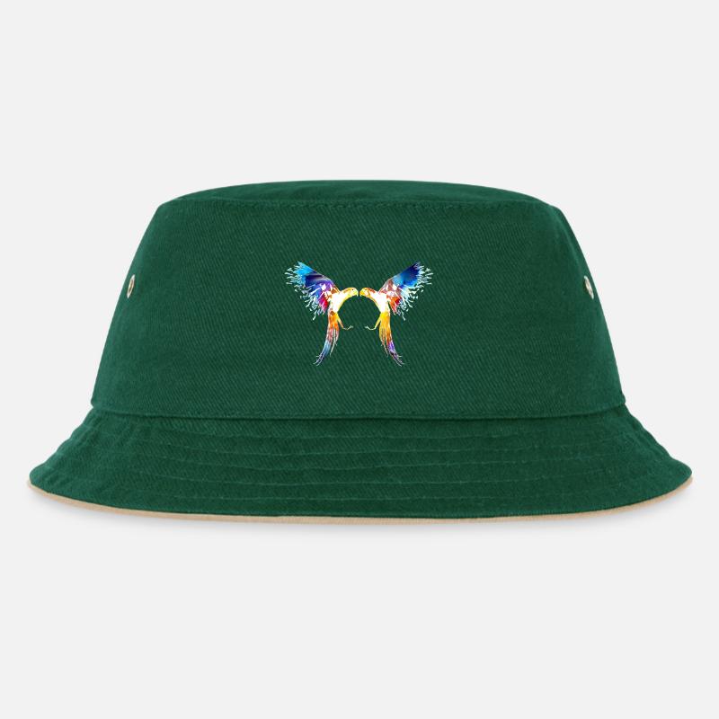 Papagei - Kinder Bucket Hat - Dunkelgrün/Beige