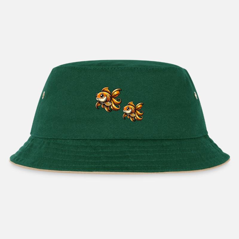 goldfische - Kinder Bucket Hat - Dunkelgrün/Beige