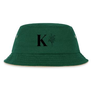 Minimalistische Blumen - Kinder Bucket Hat - Dunkelgrün/Beige - Vorne