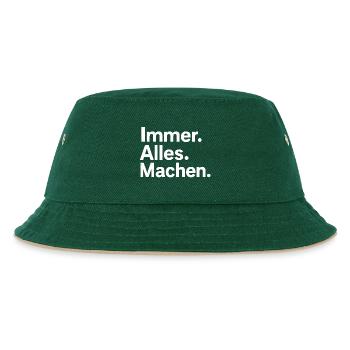 Immer. Alles. Machen. - Kinder Bucket Hat - Dunkelgrün/Beige - Vorne