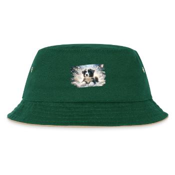 Rêve d’hiver avec chiot border colly dans la neige - Bob Enfant - vert foncé/beige - Devant