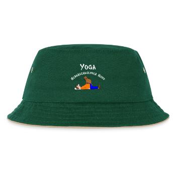 Yoga, Yogi, herabschauender Hund Asana - Kinder Bucket Hat - Dunkelgrün/Beige - Vorne