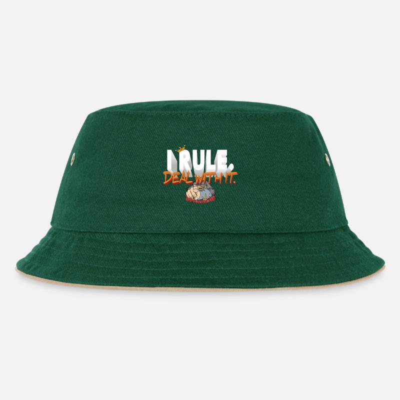 I_RULE - Kinder Bucket Hat - Dunkelgrün/Beige