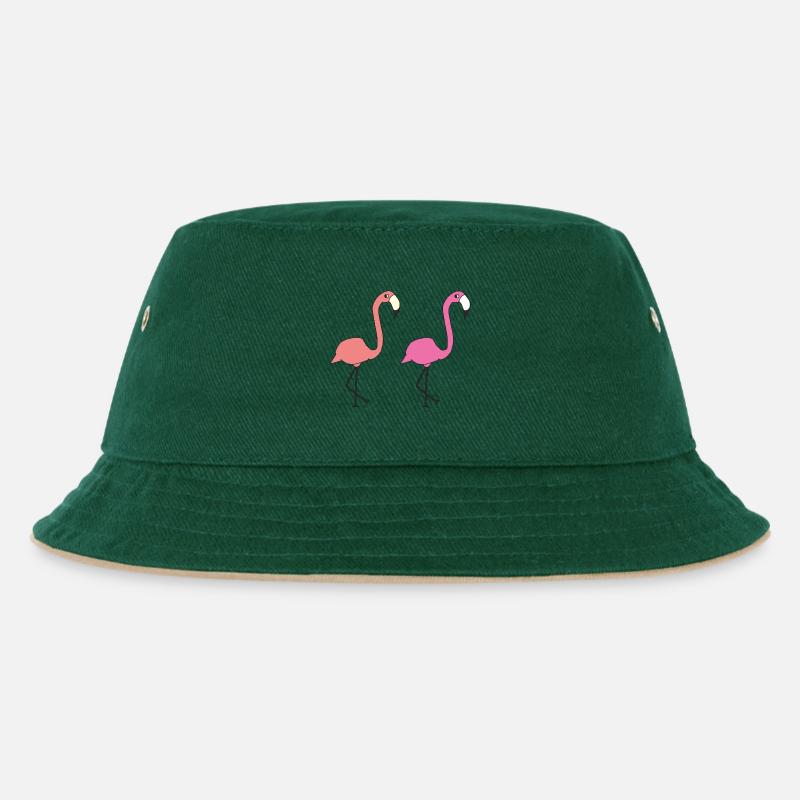 flamingo freunde - Kinder Bucket Hat - Dunkelgrün/Beige