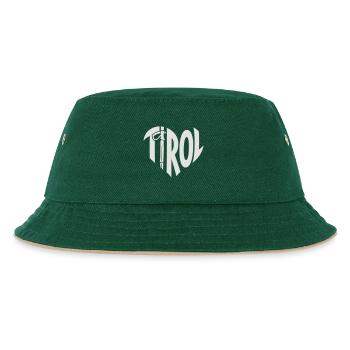 Tirol Herz lettering with hiking stick - Kids’ Bucket Hat - dark green/beige - Front