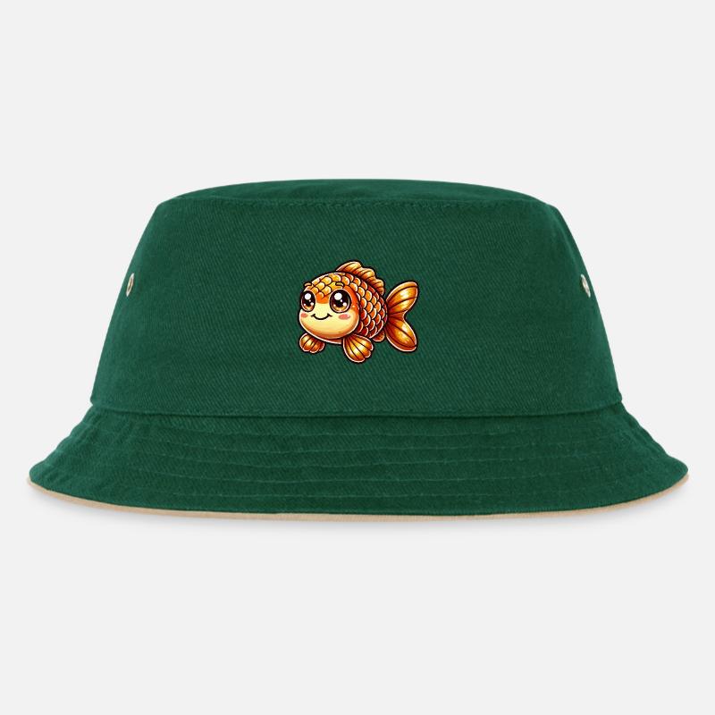 goldfisch comic - Kinder Bucket Hat - Dunkelgrün/Beige