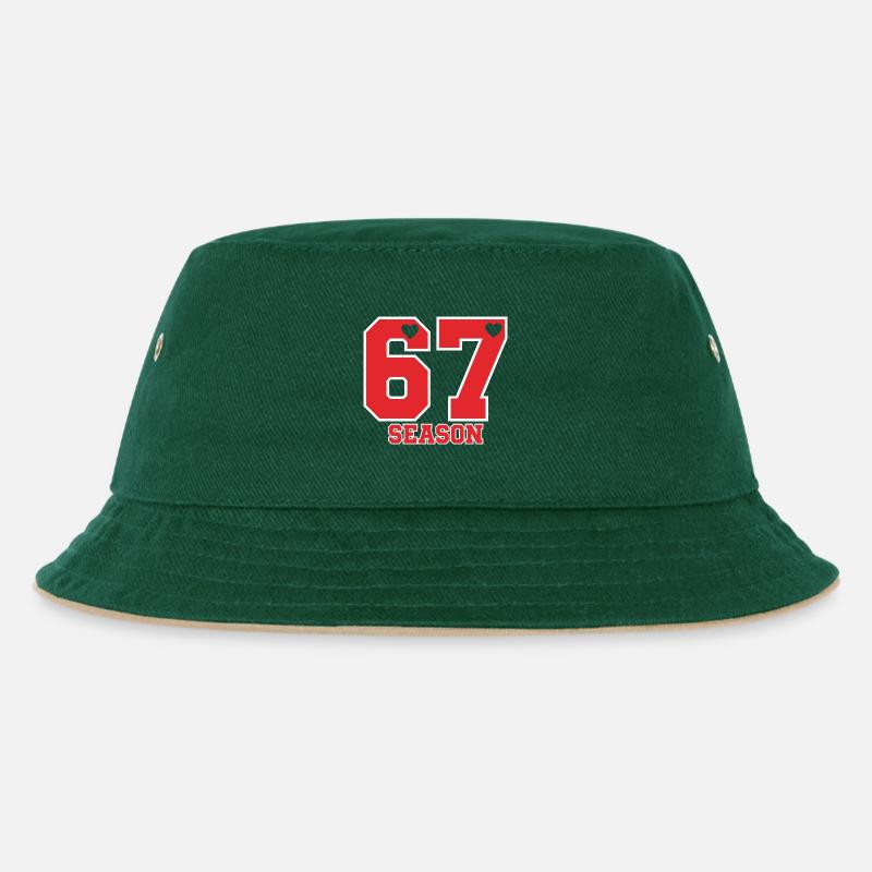 Sechs Sieben Saison Spaß 67 Valentinstag Saison Se - Kinder Bucket Hat - Dunkelgrün/Beige