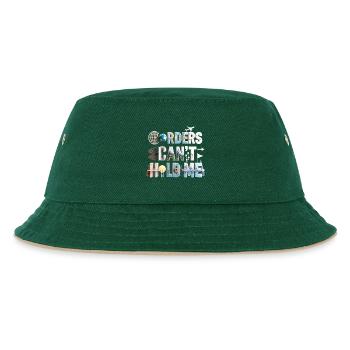 Weltreisender Kollage: Can't Hold Me - Kinder Bucket Hat - Dunkelgrün/Beige - Vorne