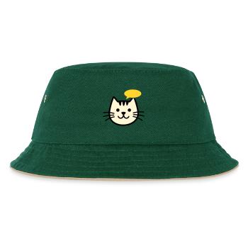 katzengesicht-mit-sprechblase - Kinder Bucket Hat - Dunkelgrün/Beige - Vorne