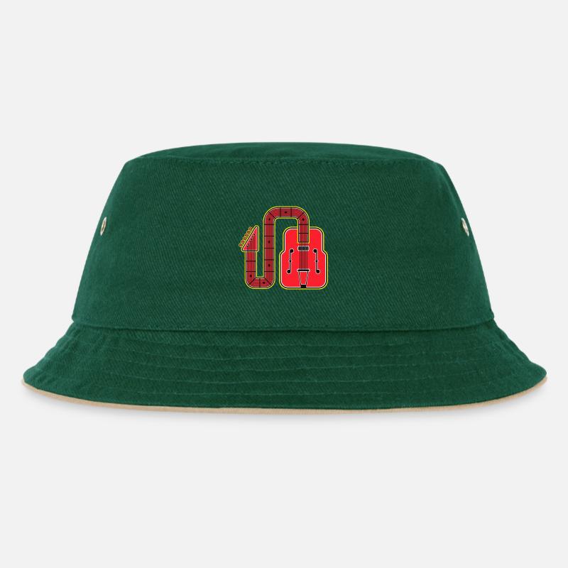 Chitarra retrò Red Abstract Shape - Cappello alla pescatora per bambini - verde scuro/beige