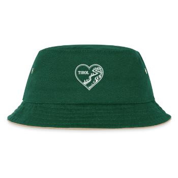 Tirol Herz Alpenweg - Kinder Bucket Hat - Dunkelgrün/Beige - Vorne