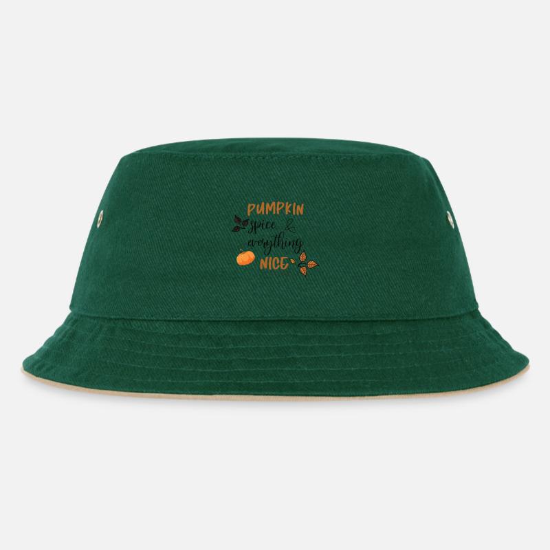 Pumpkin Spice - Kinder Bucket Hat - Dunkelgrün/Beige