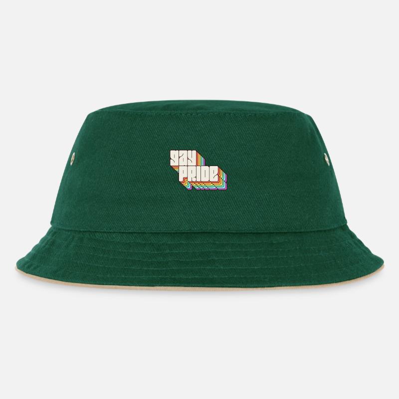 Gay Pride Regenbogen Schatten Statement - Kinder Bucket Hat - Dunkelgrün/Beige