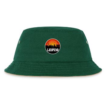 Leipzig Skyline - Kinder Bucket Hat - Dunkelgrün/Beige - Vorne