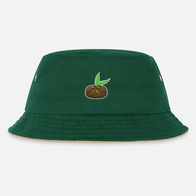 MacaronPousse! - Kinder Bucket Hat - Dunkelgrün/Beige