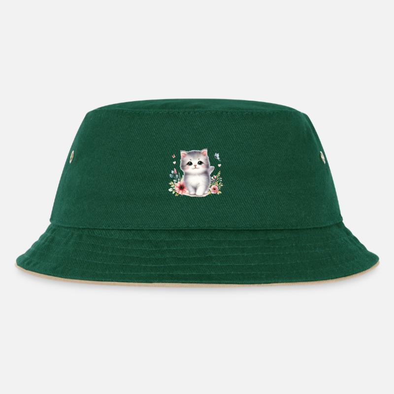 Chat mignon - Bob Enfant - vert foncé/beige