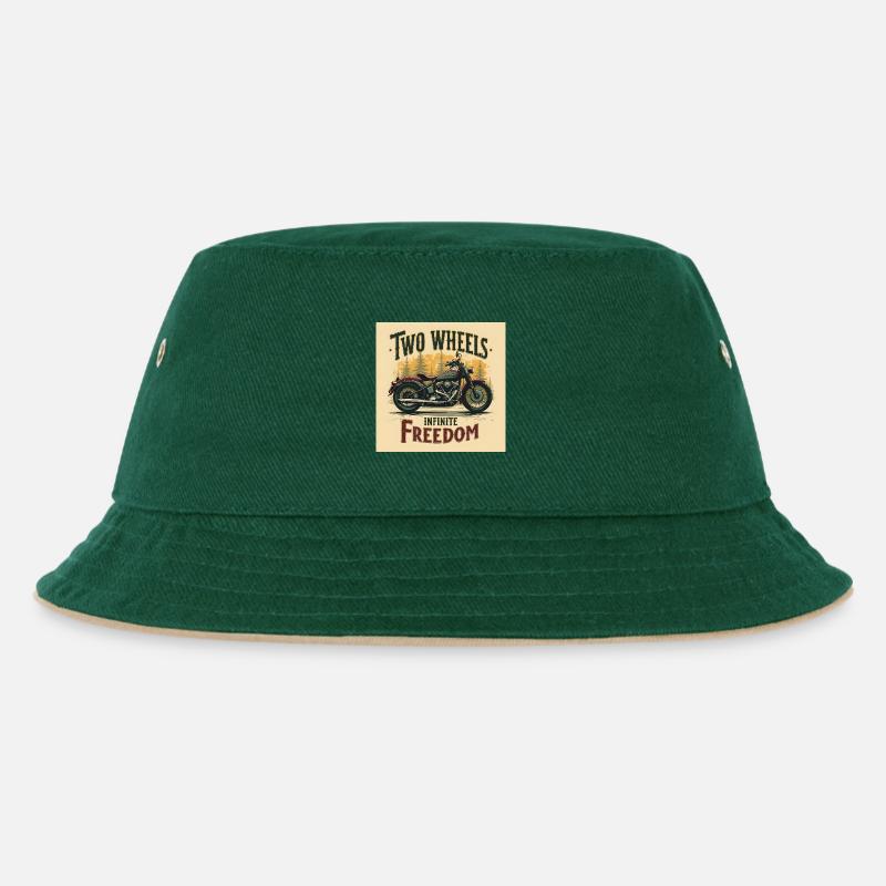 Two Wheels, Infinite Freedom - Kinder Bucket Hat - Dunkelgrün/Beige