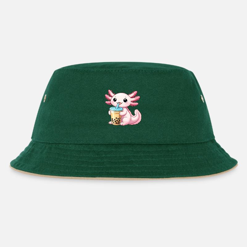 Bubble Tea Drachen-Anhänger - Kinder Bucket Hat - Dunkelgrün/Beige