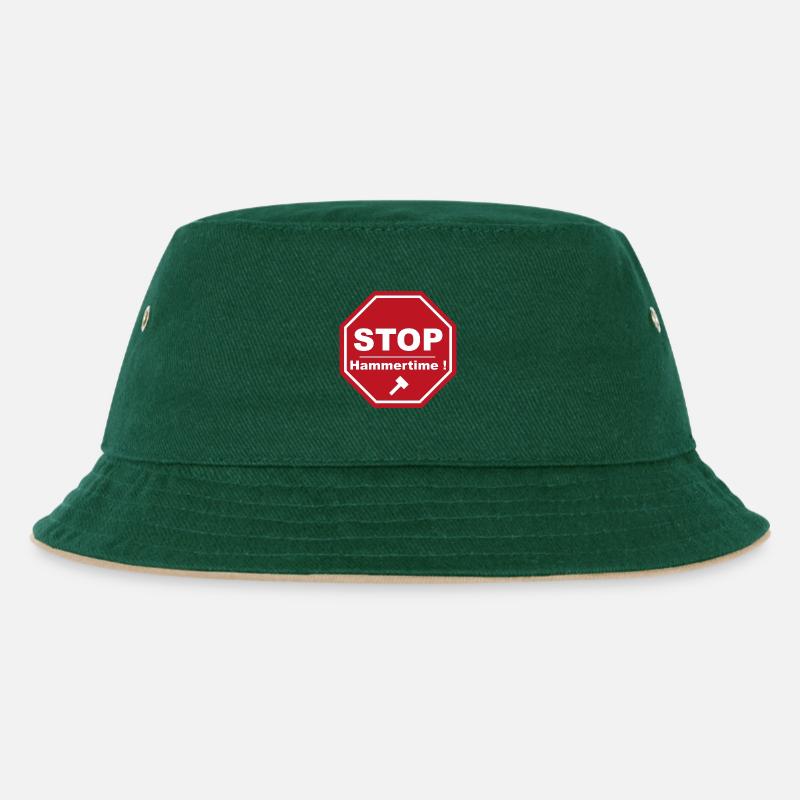 Stopp Hammertime - Kinder Bucket Hat - Dunkelgrün/Beige