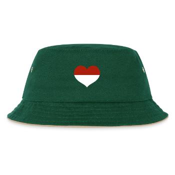 Flaggenherz von Monaco - Kinder Bucket Hat - Dunkelgrün/Beige - Vorne
