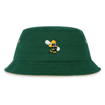 Ein Küken mit Snowboard,Schal und Snowboardbrille - Kinder Bucket Hat - Dunkelgrün/Beige - Vorne