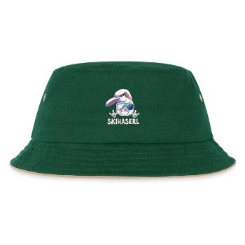 Skihaserl Skihase Apres ski Skiurlaub Geschenk - Kinder Bucket Hat - Dunkelgrün/Beige - Vorne