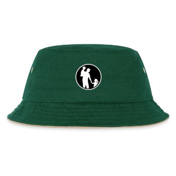 Vater Kind Silhouette Spazieren Familie Papa Liebe - Kinder Bucket Hat - Dunkelgrün/Beige - Vorne