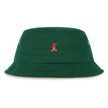 Pixelbär Pfeffer - Kinder Bucket Hat - Dunkelgrün/Beige - Vorne