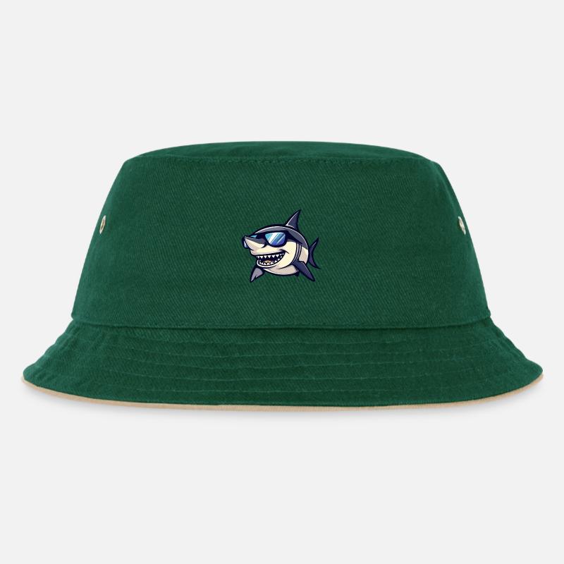 Hai Cool Comic - Kinder Bucket Hat - Dunkelgrün/Beige