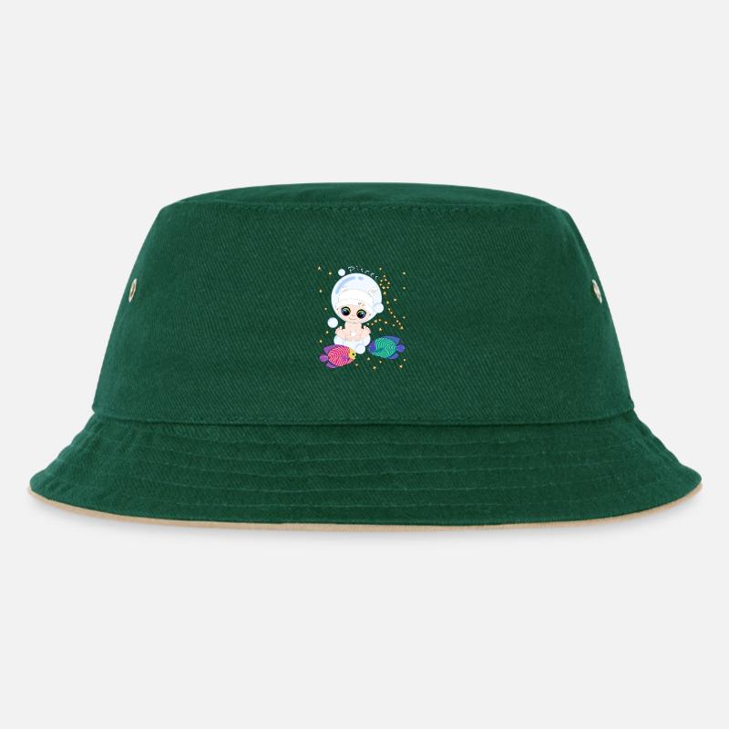 sternzeichen_pisces - Kinder Bucket Hat - Dunkelgrün/Beige