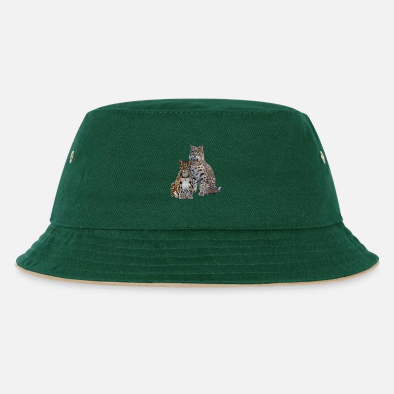Nebelparder und Luchs - Kinder Bucket Hat - Dunkelgrün/Beige