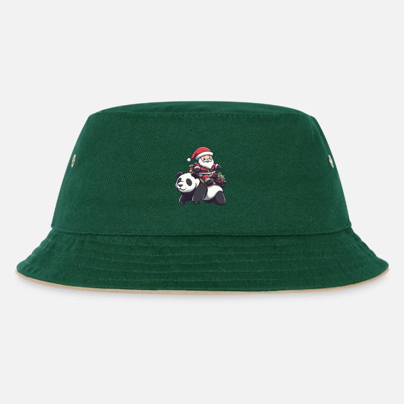 Panda Père Noël Dessin animé - Bob Enfant - vert foncé/beige