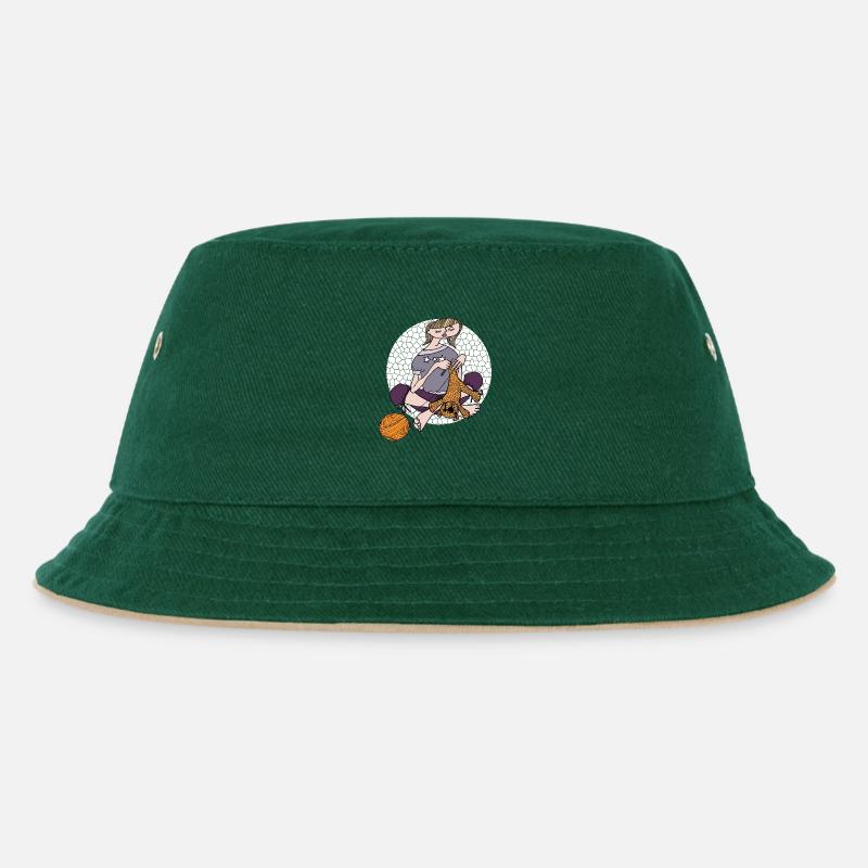Häkelliebe - Kinder Bucket Hat - Dunkelgrün/Beige