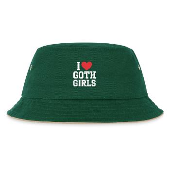 Ich liebe Goth Girls - Kinder Bucket Hat - Dunkelgrün/Beige - Vorne
