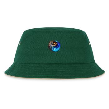 Yin Yang - Kinder Bucket Hat - Dunkelgrün/Beige - Vorne