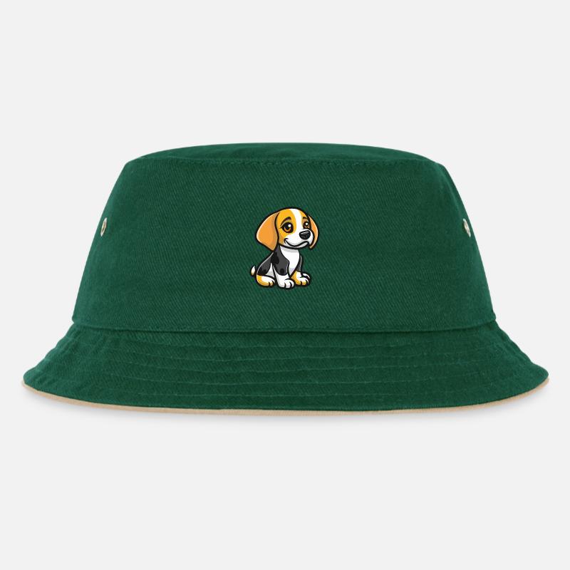 hund tier comic - Kinder Bucket Hat - Dunkelgrün/Beige