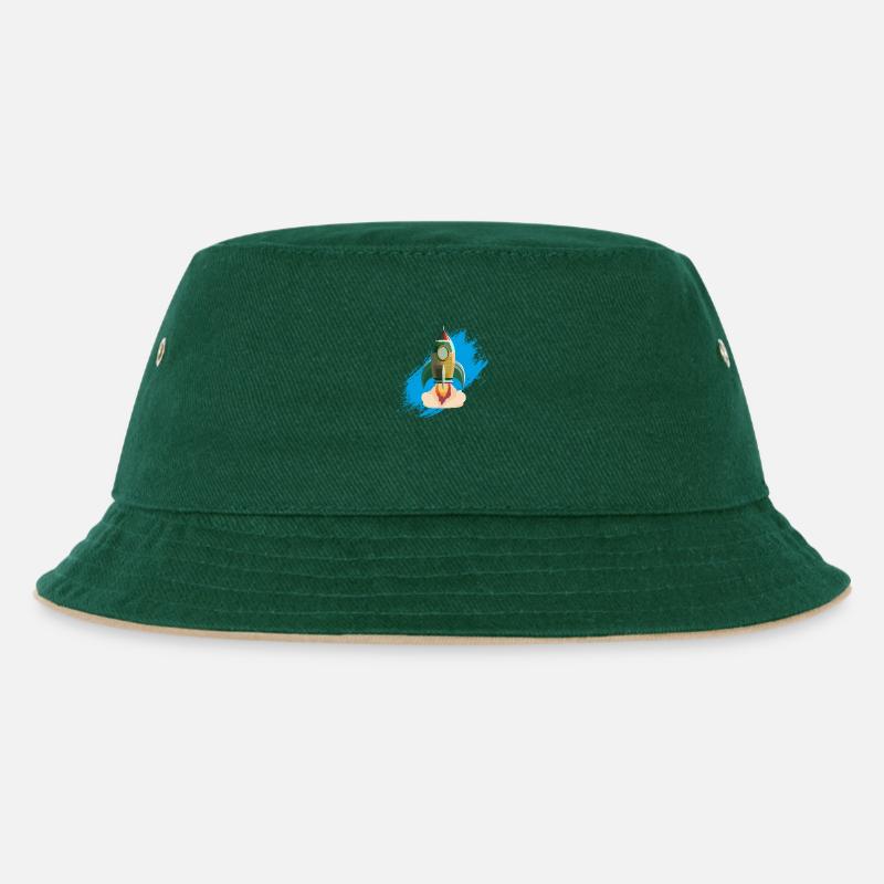 Launching rocket - Kids’ Bucket Hat - dark green/beige